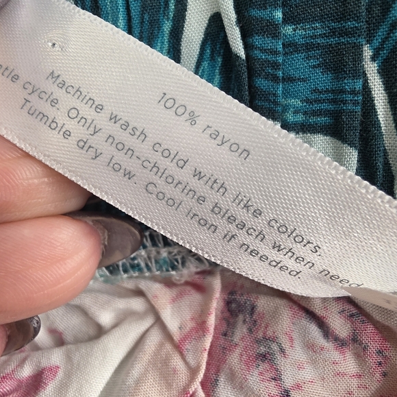 Cacique 26/28 Lounge Pants Tropical Print Wide Leg Rayon 3105- - Picture 5 of 11